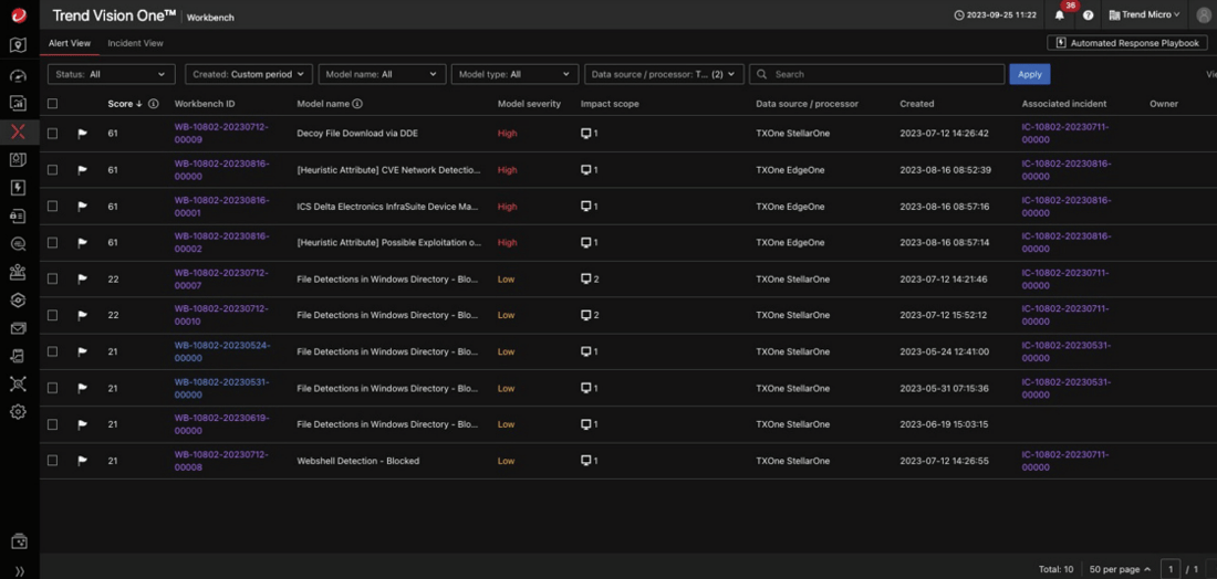 Detección y respuesta de OT-1