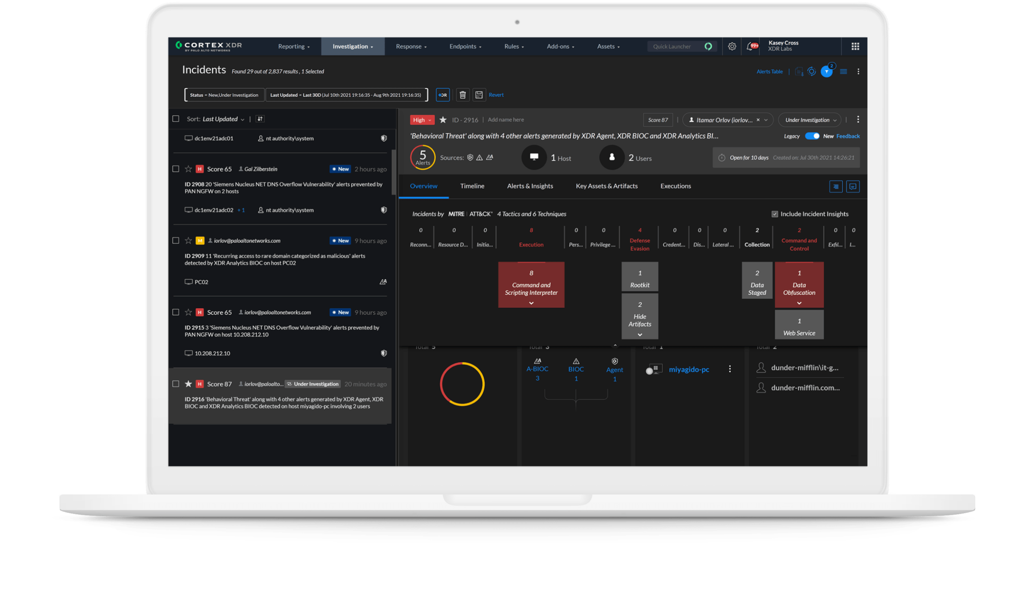 Investigaciones rápidas con gestión de incidentes